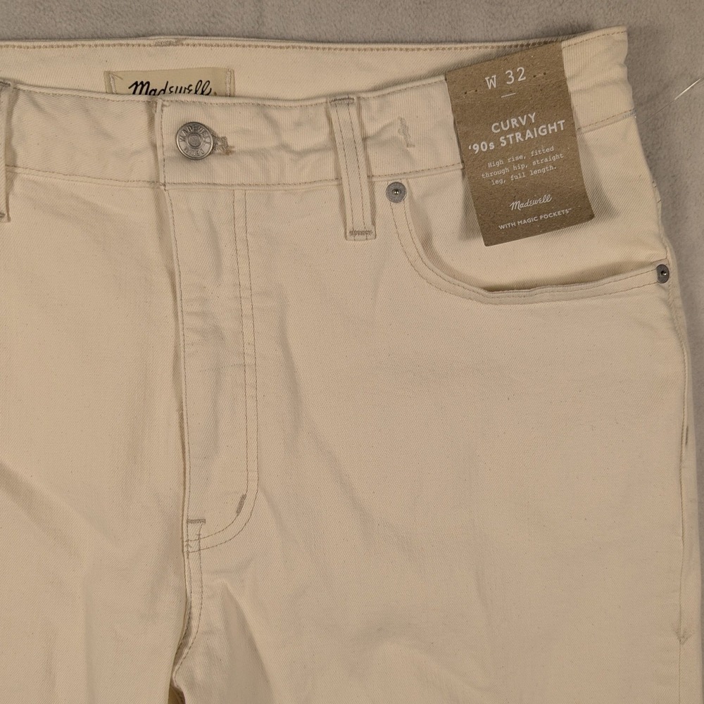 NEW Madewell Curvy 90s Straight Jeans High Rise Cream Off White NO826 Womens 32